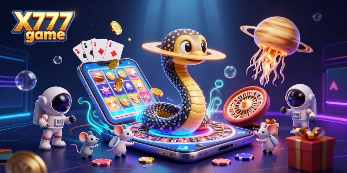 Enjoy the X777 game with vibrant betting action among playful astronaut mice and a cosmic dealer