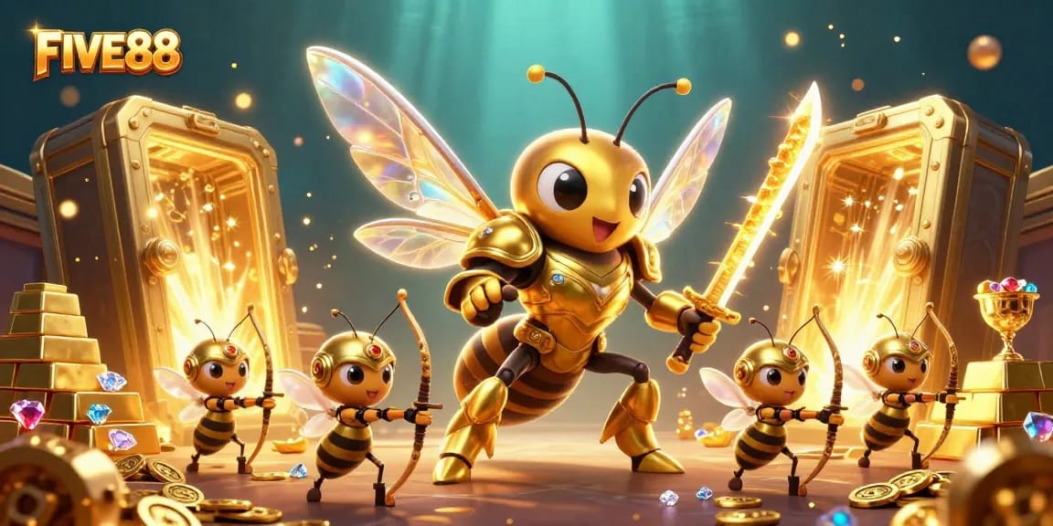 Engage with the vibrant FIVE88 online casino world through this detailed 3D illustration.