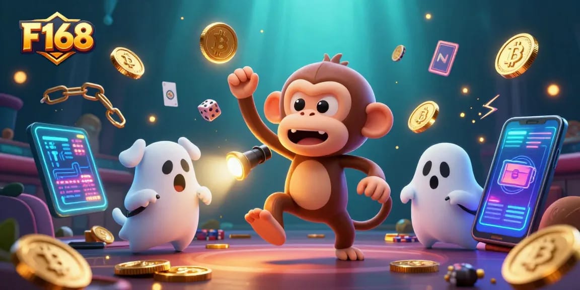 Engage with F168's thrilling casino action as the playful poltergeist juggles excitement amidst digital treasures.