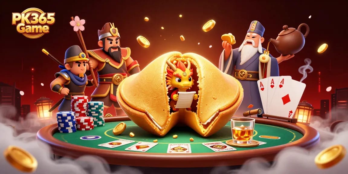 Experience the excitement of the PK365 Game with a vibrant casino scene featuring poker elements.