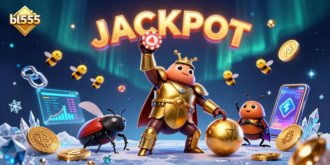 Win jackpots with bl555's exciting online casino features and games, including vibrant characters.