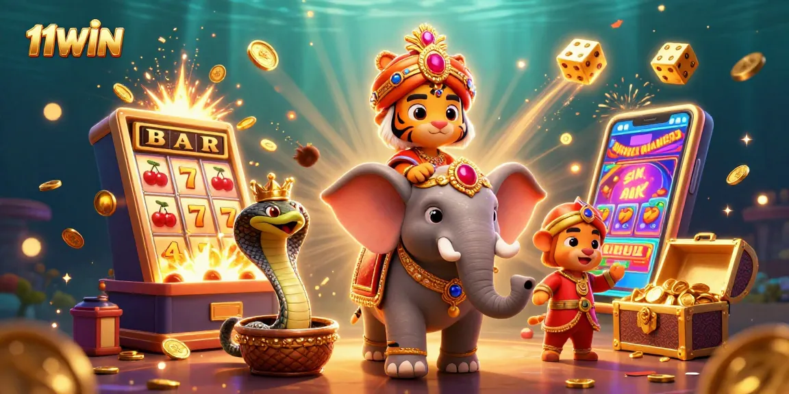 Spin reels and win at 11WIN with majestic characters and vibrant casino elements!