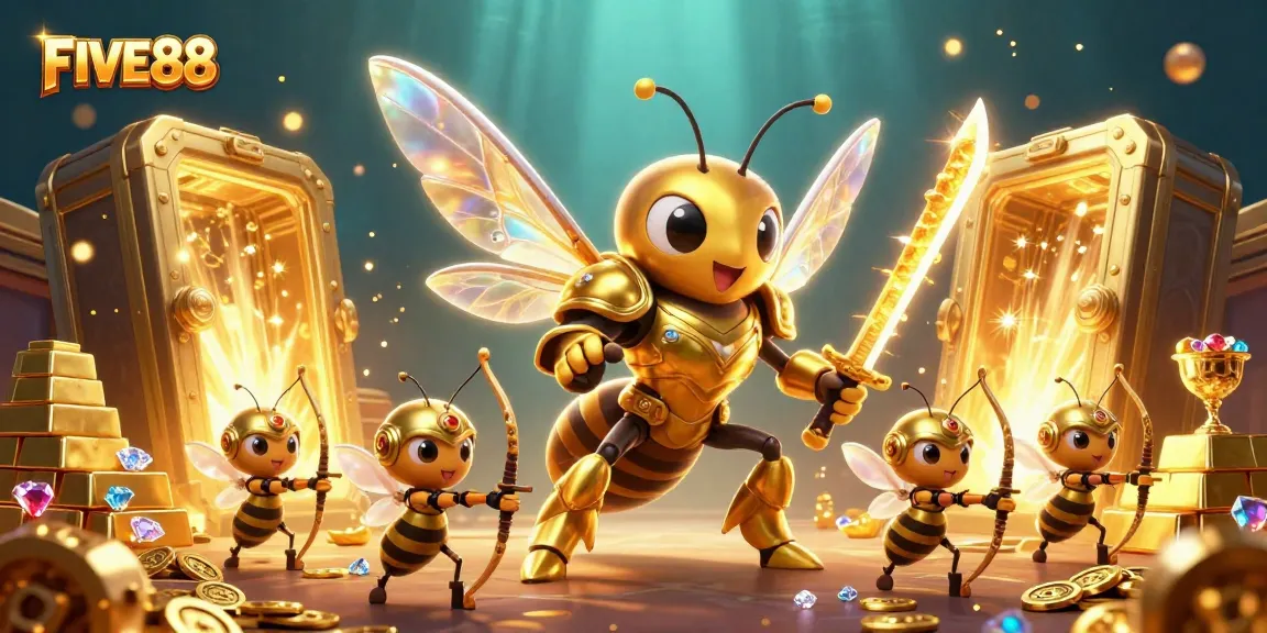 Engage with the vibrant FIVE88 online casino world through this detailed 3D illustration.