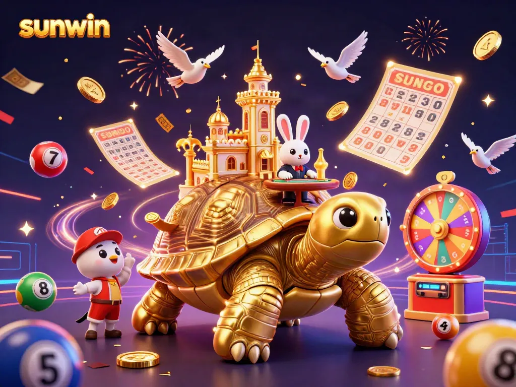 Experience thrilling gaming moments with sunwin's vibrant online casino adventures featuring a golden tortoise and dynamic elements.