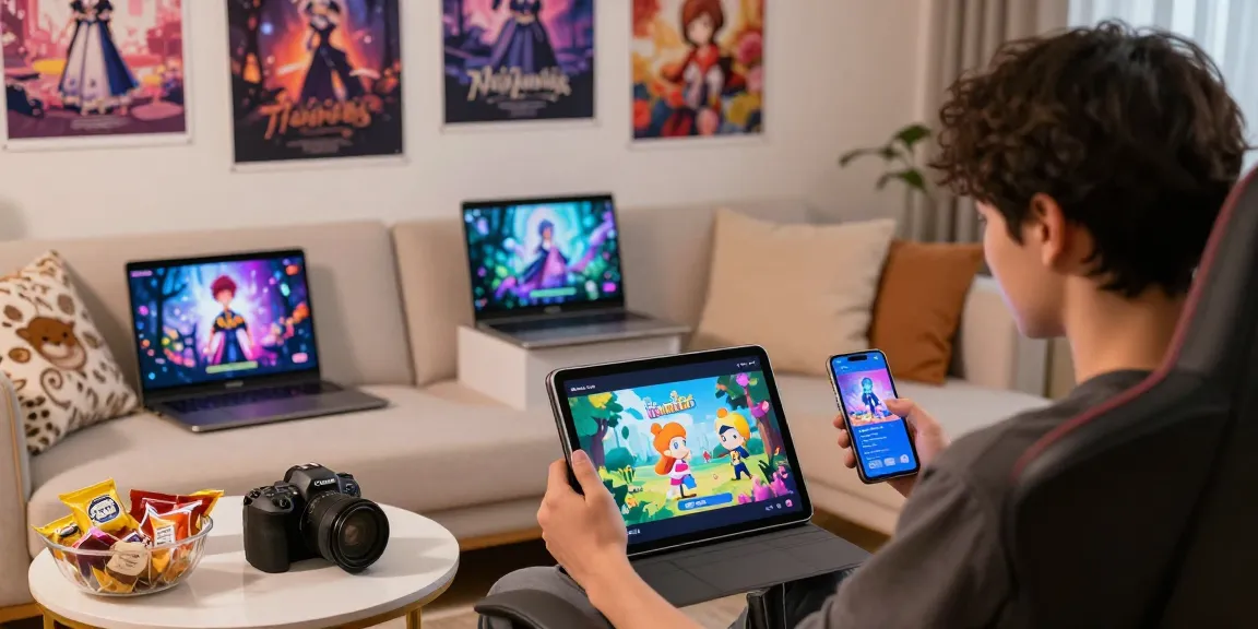 Engaging with hentaigames in a cozy gaming setup, showcasing diverse titles.
