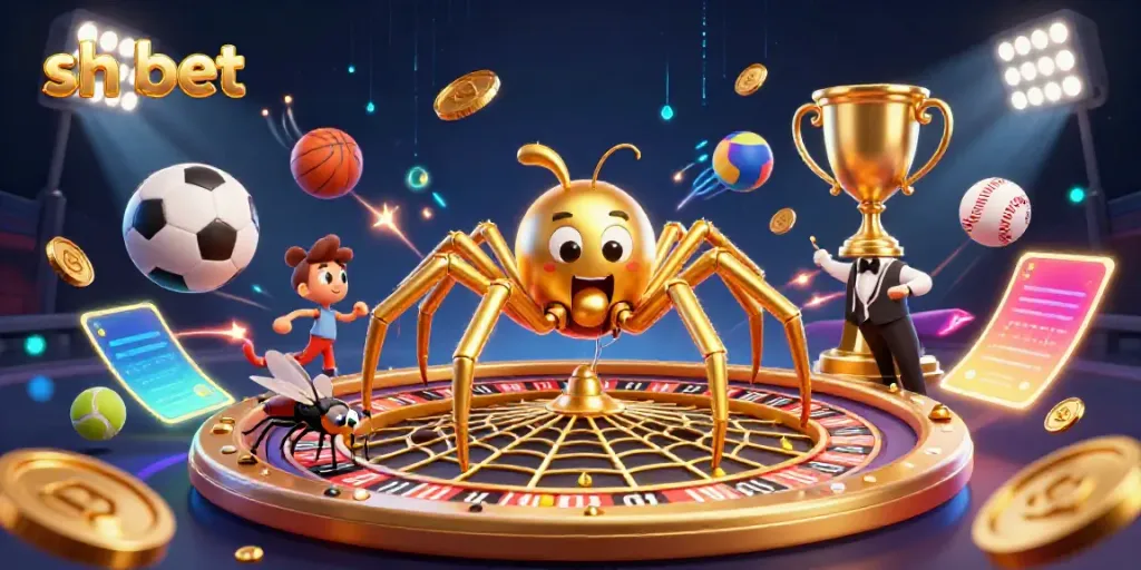 Engage in thrilling bets at sh bet's colorful casino scene featuring a spider and fly.