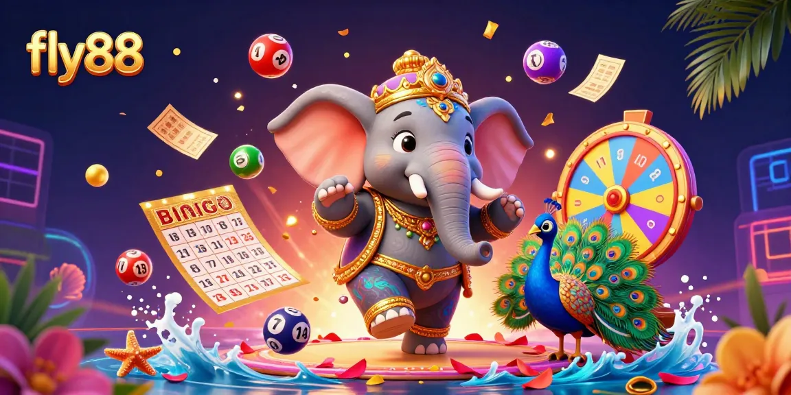 Engage with fly88's vibrant online gaming world showcasing colorful lottery elements and dynamic prizes.