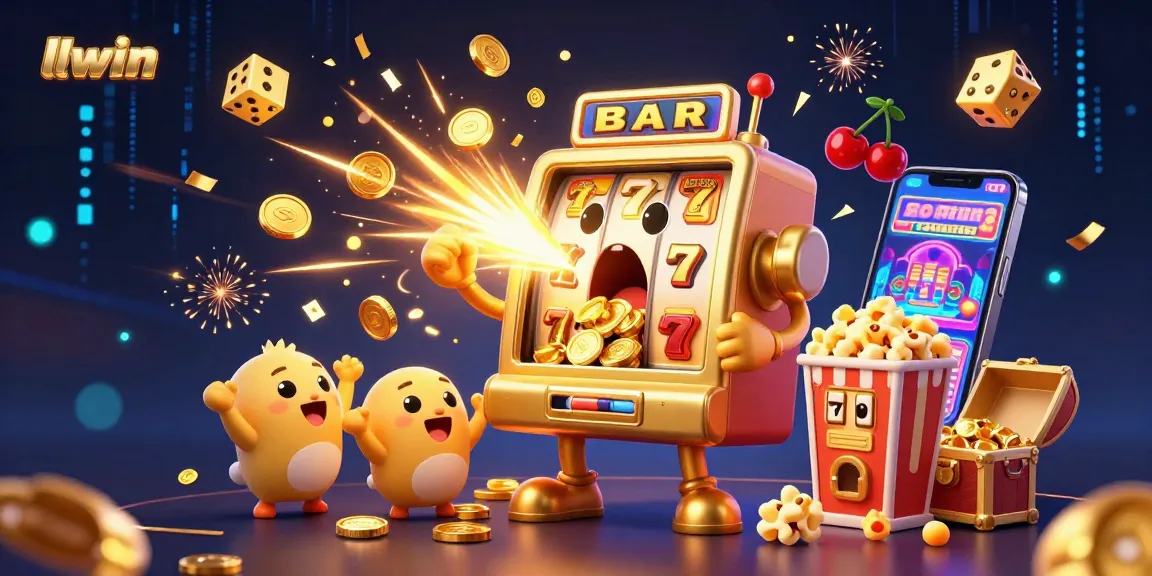 Spin the jackpot with llwin's vibrant animated slot machine scene bursting with coins!