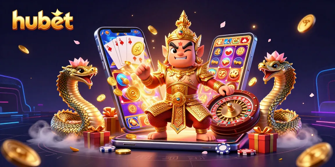 Engage with hubet's vibrant and dynamic 3D casino illustration showcasing exciting gaming elements.