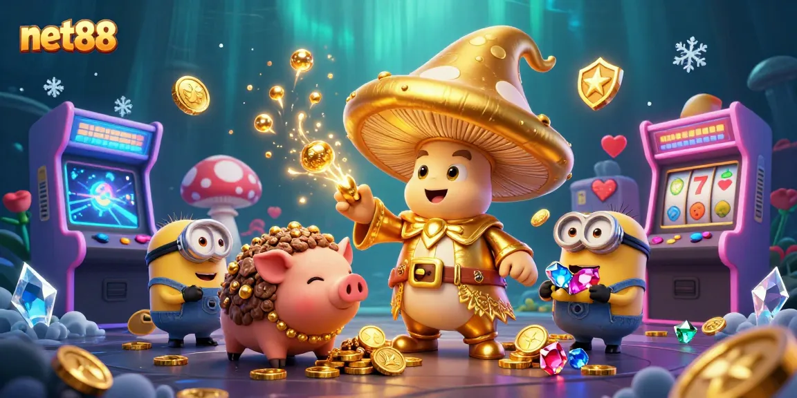 Win big at net88 with the magical golden mushroom wizard channeling treasure and adventure!