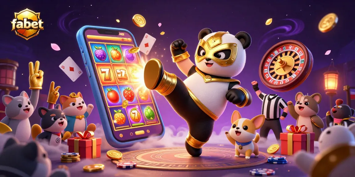 Experience the thrill at fabet with a vibrant illustration of animated casino excitement and fun.