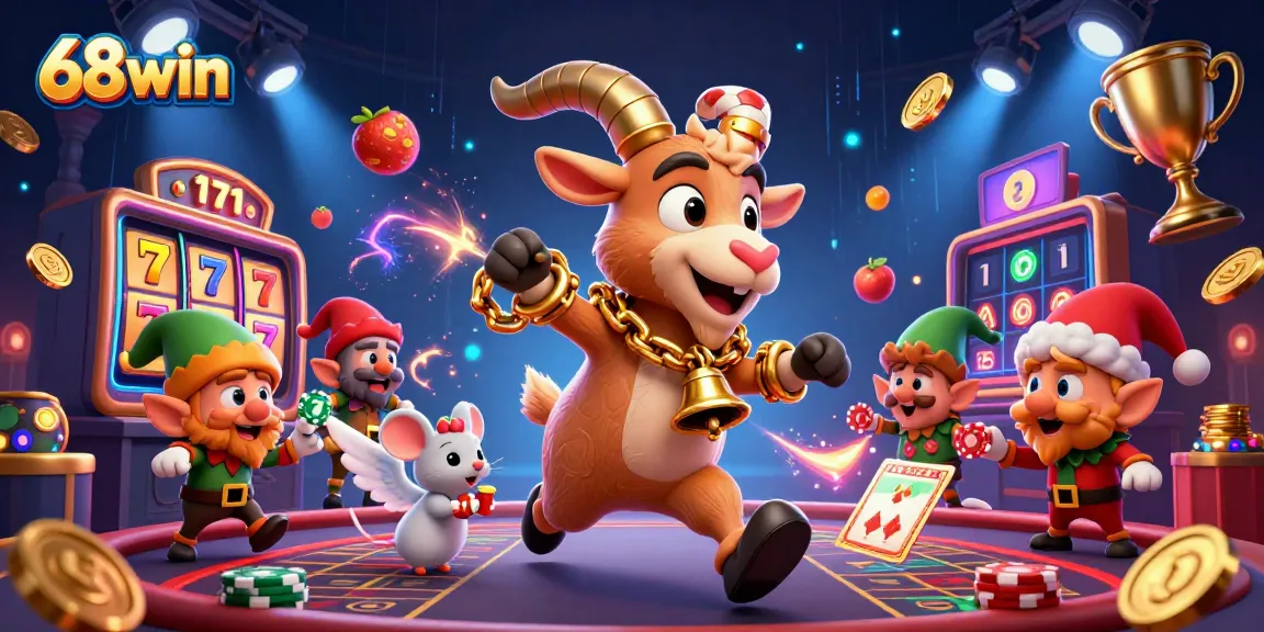 Play exciting casino games at 68win featuring slots, jackpots, and vibrant characters in action.