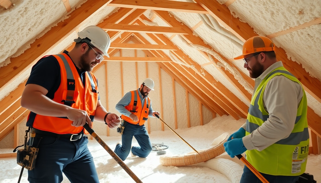 Efficient open cell spray foam removal by professionals in a bright attic setting.