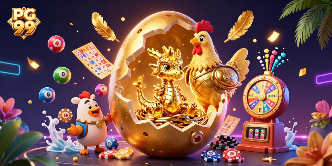 Experience the excitement of PG 99 with a dazzling golden dragon and casino games.