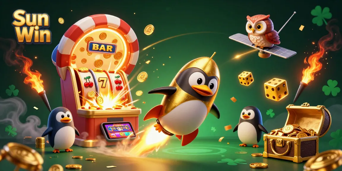 Engage in thrilling gaming adventures with Sun Win at this lively casino illustration.