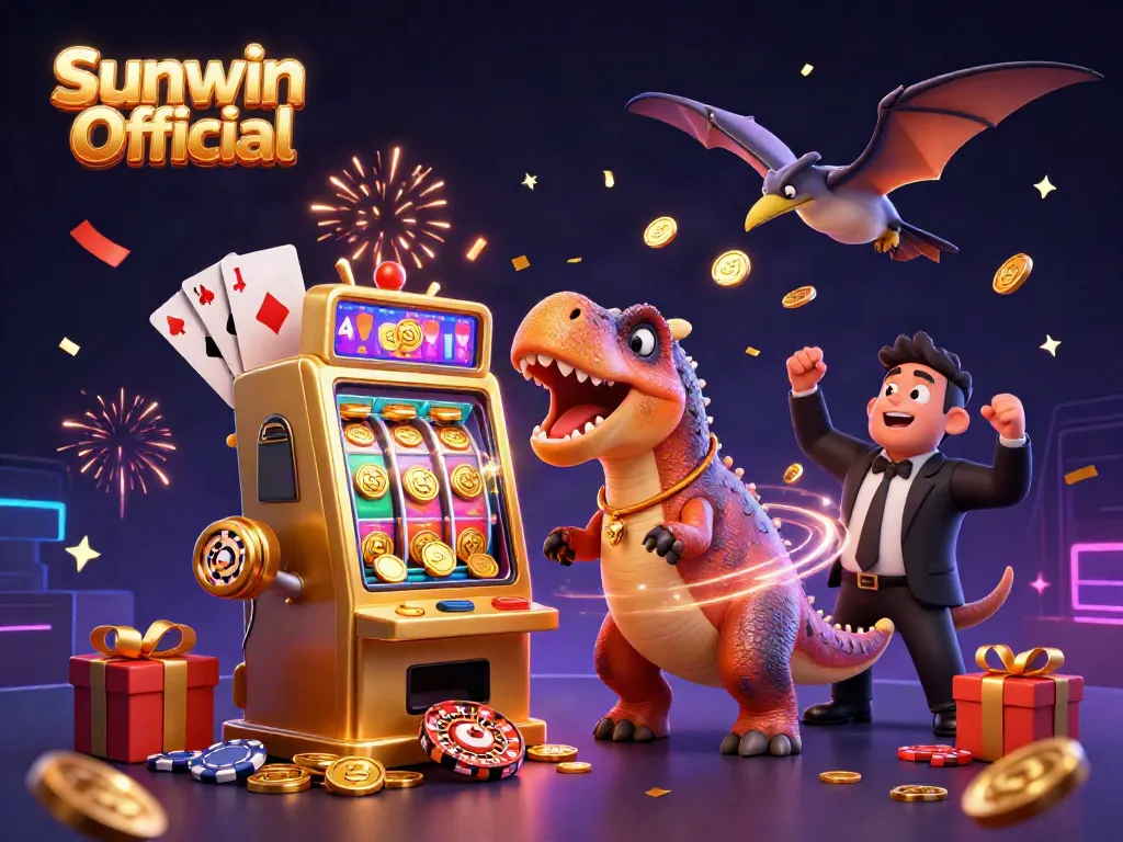 Experience gameplay excitement in Sunwin Official with a dinosaur winning jackpot coins at the casino!
