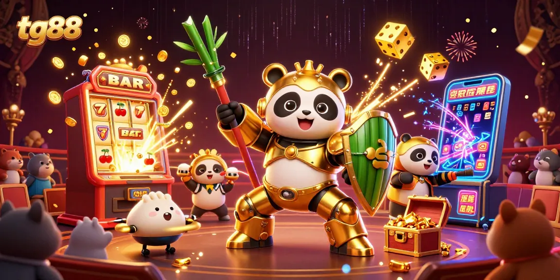 Experience thrilling action with tg88's dynamic online casino scene featuring colorful slot machines and engaging characters.