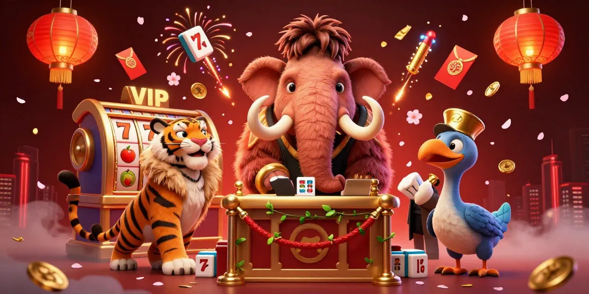 Experience the excitement of slot gacor with a dynamic scene featuring a woolly mammoth bouncer and a saber-tooth tiger VIP.