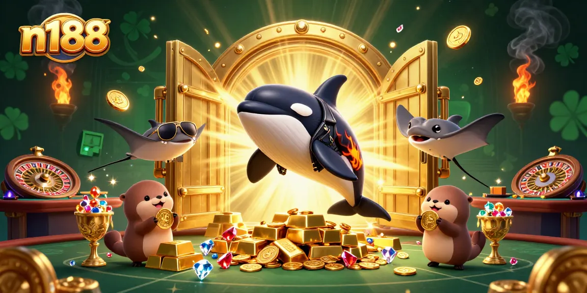 Experience n188's exciting casino adventure with vibrant characters and dynamic gaming elements.