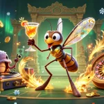 Engage in thrilling gameplay at 999jiliph featuring a frozen mosquito mascot, trilobite DJ, and a golden roulette wheel.