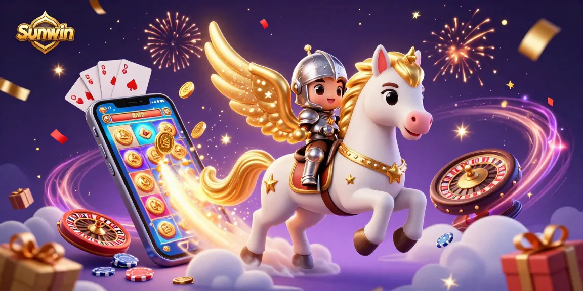 Experience the thrill of Sunwin with a celestial scene bursting with slot games and fantasy elements.