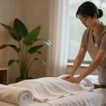 Serene spa environment for 성남출장안마 services, featuring a calm massage setup.