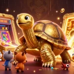 Experience the thrill of OK9 with this dynamic casino-themed illustration featuring playful characters and golden treasures.
