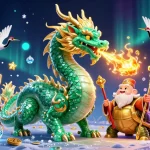 Experience the thrill of 11WIN with an emerald jade dragon in a vibrant casino scene!